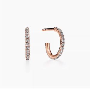 Authentic Tiffany & Co. Metro hoop Rose gold diamond earrings